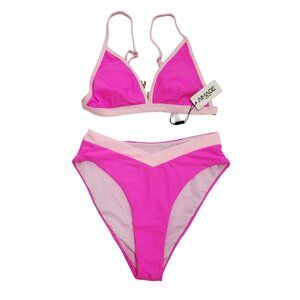 Two-Piece Pink Light Pink Bikini Swimwear Set  Adjustable Triangle Top Size S
